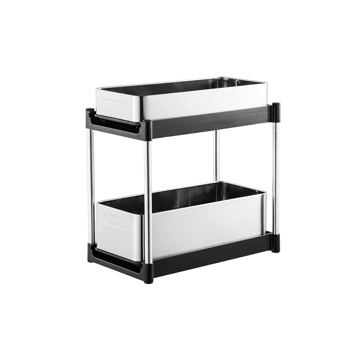 household multifunction kitchen organizer double tier stainless steel organizer pull out  under sink cabinet rack