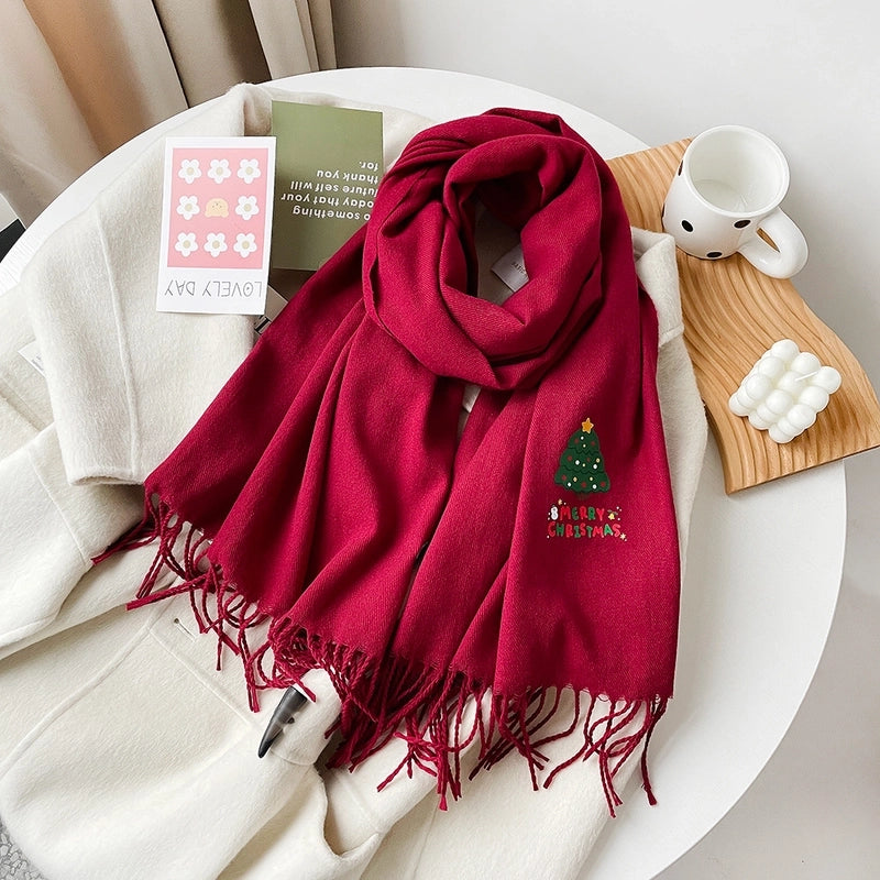 Unisex Streetwear Christmas Tree Christmas Socks Gingerbread Imitation Cashmere Scarf