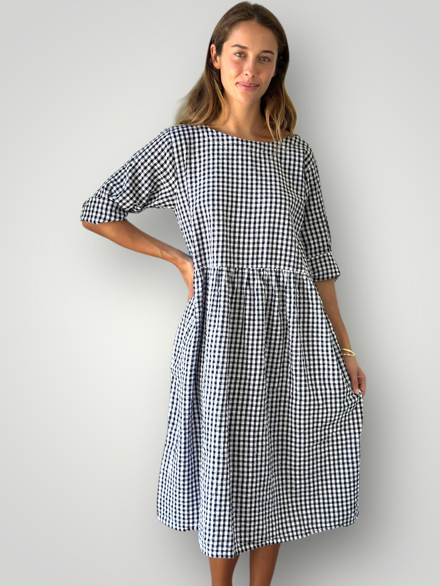 april dress - black  gingham