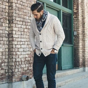 Shawl Collar Button Down Knitted Sweater with Pockets (US Only)