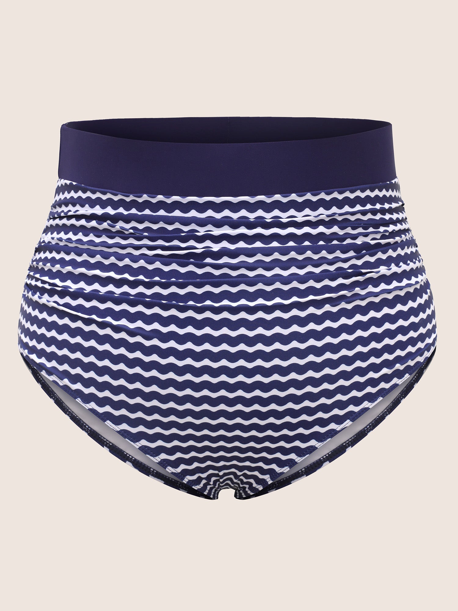 Striped Print High Rise Ruched Swim Bottom