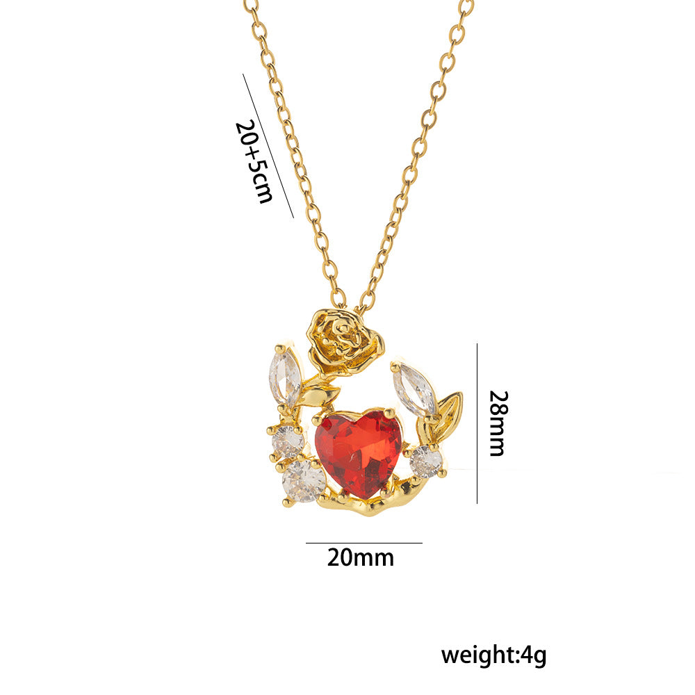 Necklace Women Love Rose Wreath Necklace Fashion Rose Ins Style Niche Titanium Steel Clavicle Chain