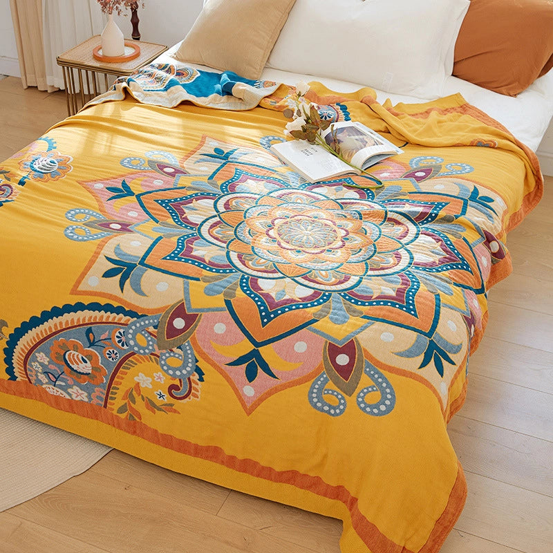 National Fashion Pure Cotton Gauze Quilt Adult Lunch Break Sofa Cover Blanket Summer Towel Quilt Pure Cotton Single Double Blanket Bed Sheet