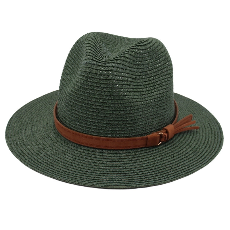 Unisex Pastoral Solid Color Wide Eaves Straw Hat