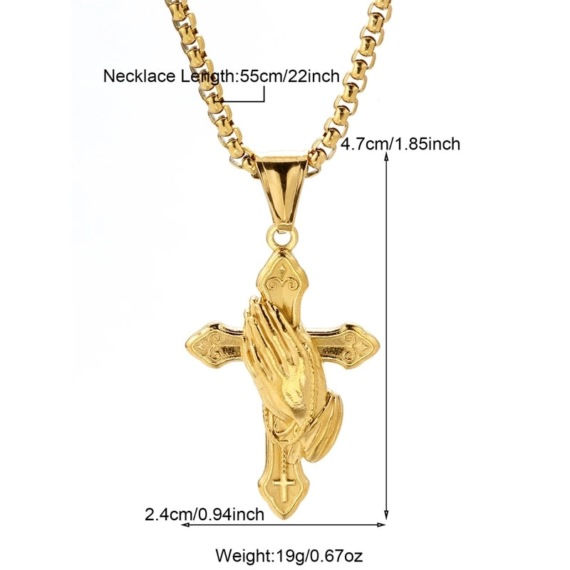 Modern Style Classic Style Portrait Cross Solid Color 304 Stainless Steel 18K Gold Plated Round Pendant Necklace