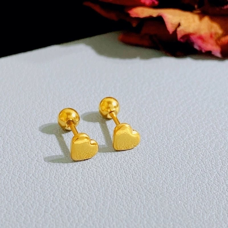 1 Pair Minimalist Heart Shape Plating Titanium Steel Gold Plated Ear Studs