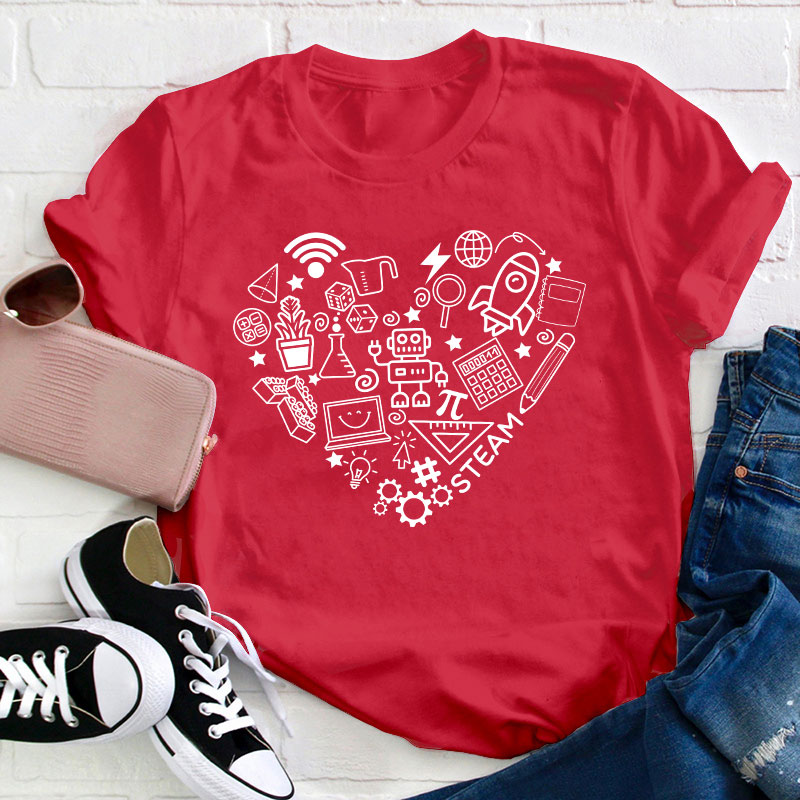 Stem Heart Shape Teacher T-Shirt