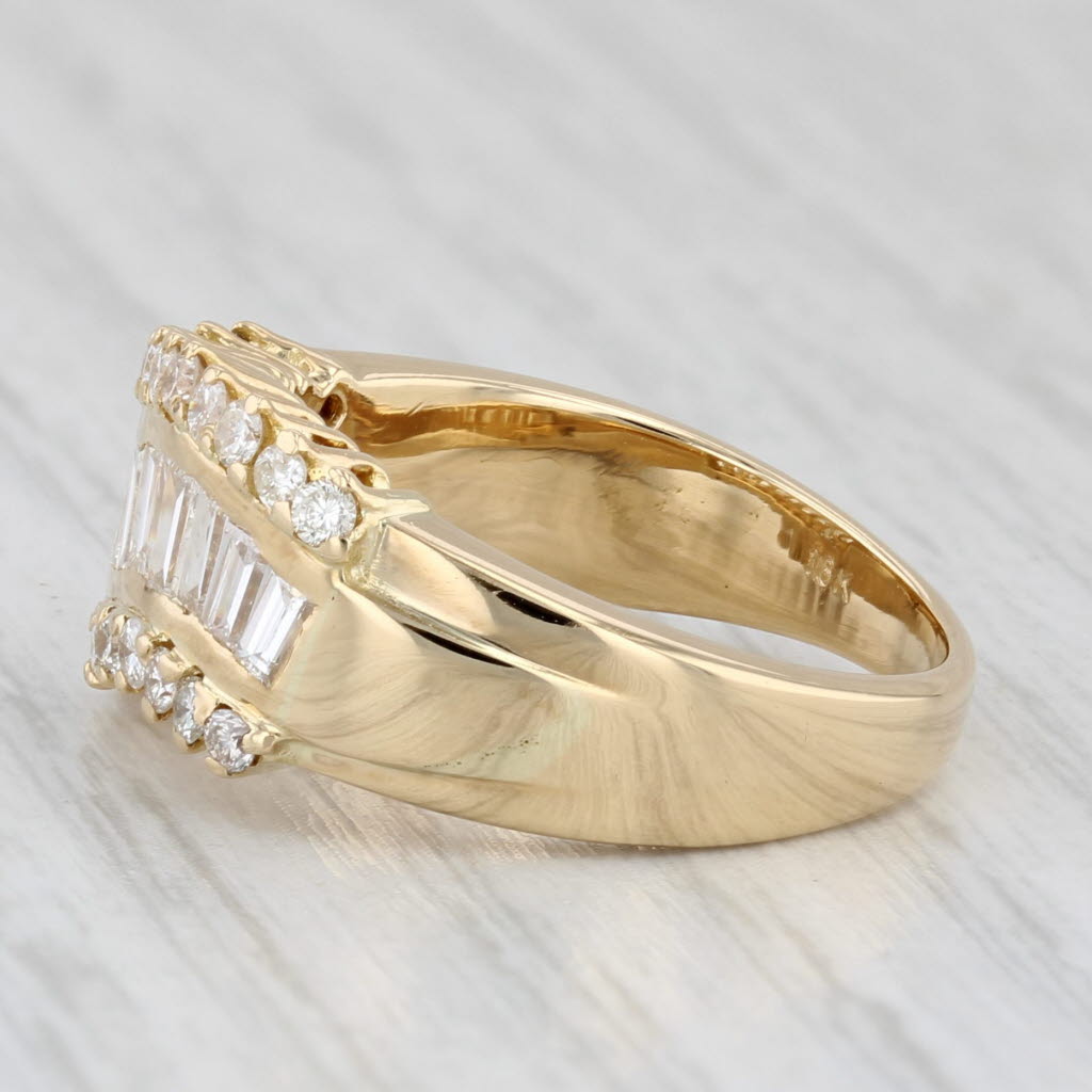 1.04ctw Baguette Diamond Ring 18k Yellow Gold Size 6.75 Contoured Band