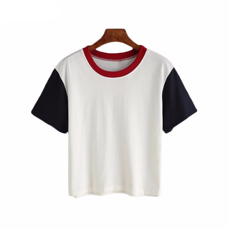 Womens Simple Crop Cotton Tee