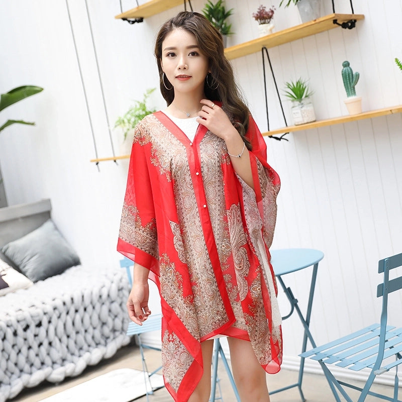Women's Cute Sweet Printing Polyester Printing Silk Scarf