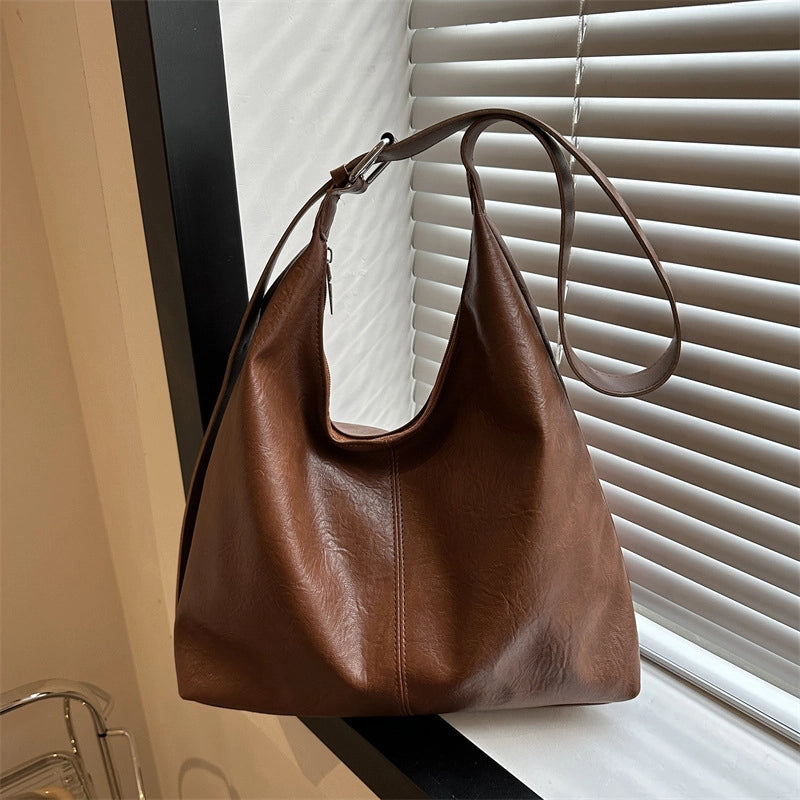 Women's Large Pu Leather Solid Color Streetwear Square Zipper Shoulder Bag