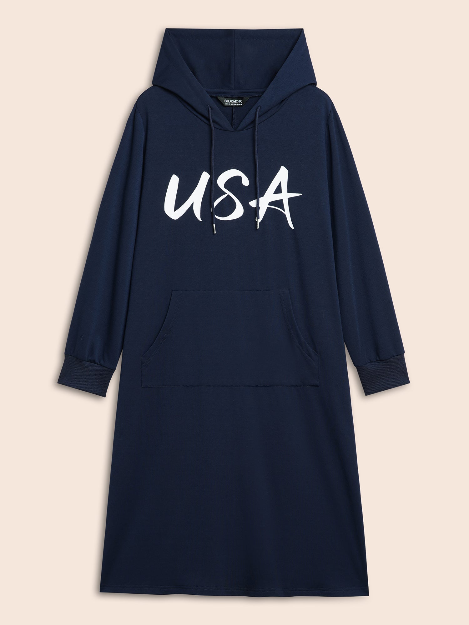 USA Print Hooded Pocket Dress