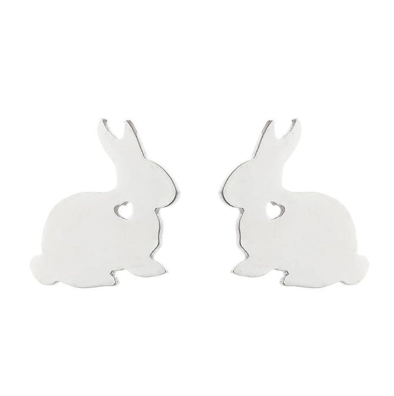 Minimalist Animal Stainless Steel Plating Hollow Out Ear Studs 1 Pair
