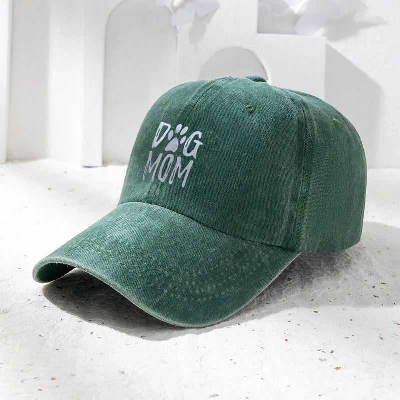 Unisex Fashion Letter Paw Print Printing Wide Eaves Baseball Cap