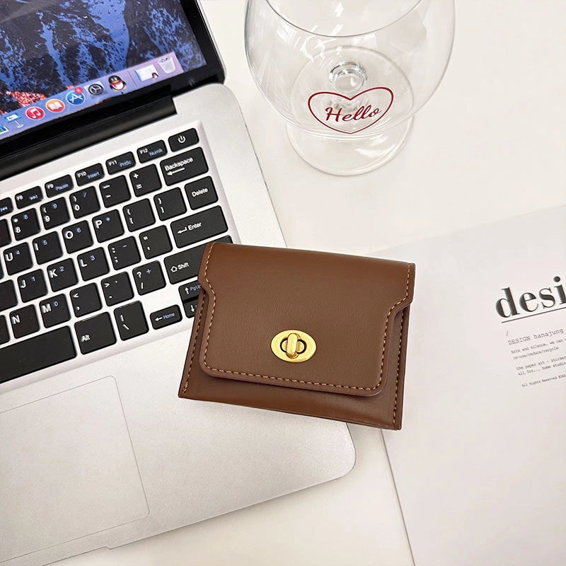 3 Pieces Women's Solid Color Pu Leather Flip Cover Wallets