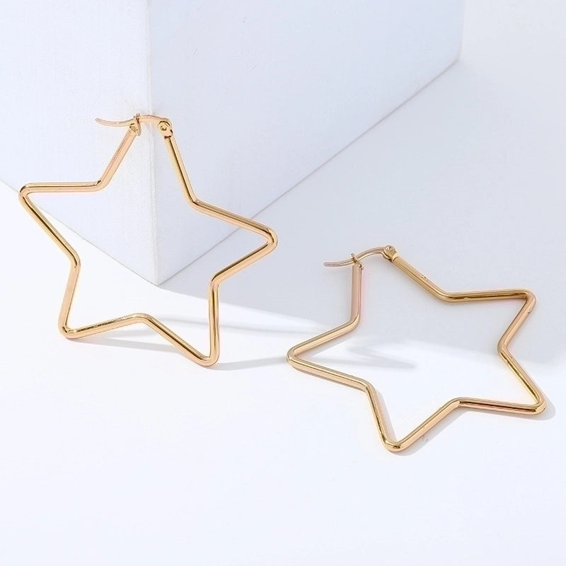 1 Pair Fashion Star Heart Shape Butterfly Plating Hollow Out 201 Stainless Steel 18K Gold Plated Earrings