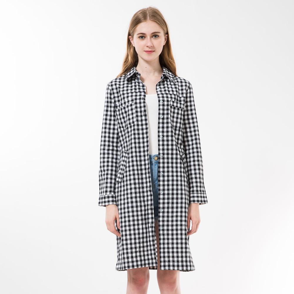 Long Plaid Shirt Dress