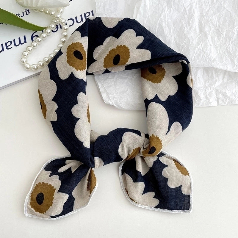 Women's Sweet Minimalist Color Block Cotton And Linen Printing Scarf