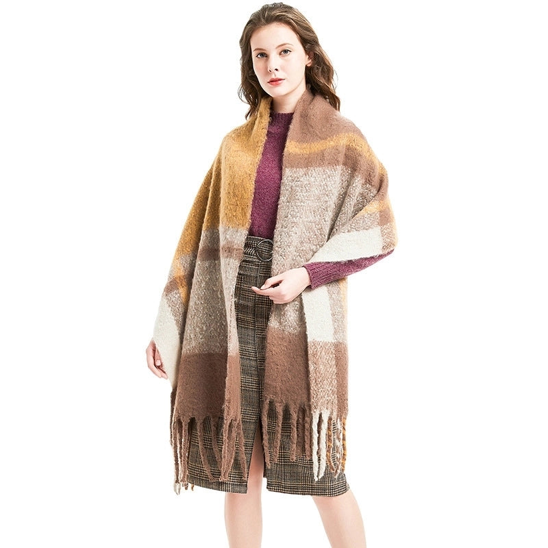 Women's Streetwear Lattice Polyester Tassel Scarf