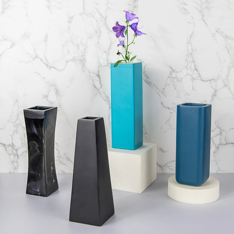 European simple style reusable resin crafts Irregular high vase decorations Resin crafts hotel decorations