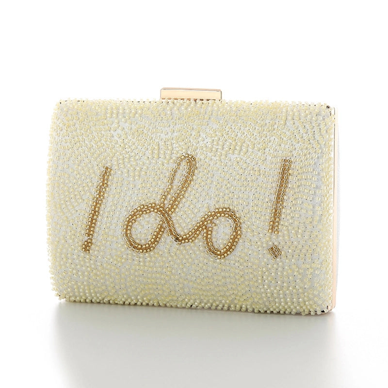 White Yellow Plastic Letter Square Evening Bags