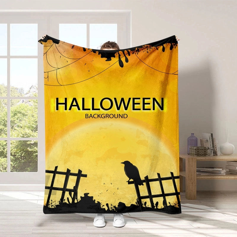 Halloween Cute Pumpkin Letter Bat Polyester Blanket Couch & Sofa Decor
