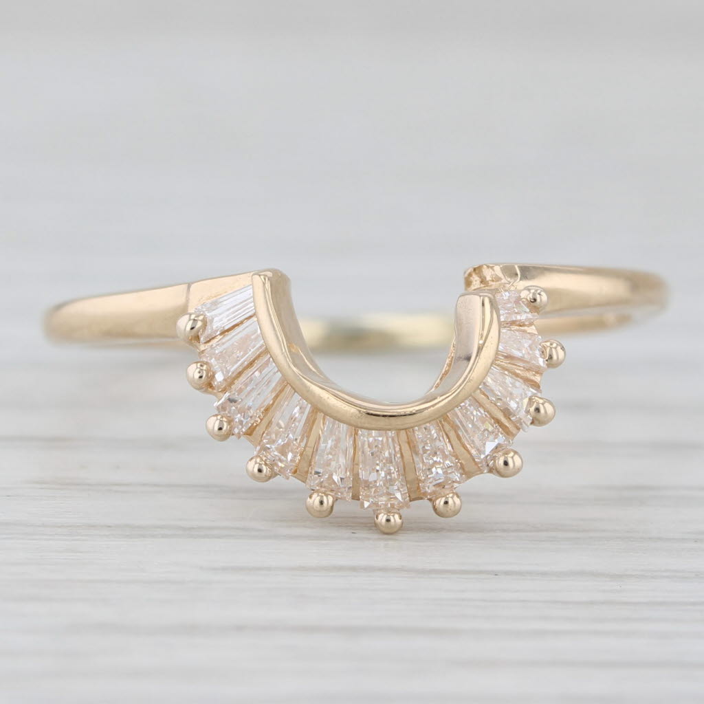 0.43ctw Diamond Baguette Ring Guard Enhancer 14k Yellow Gold Sz 10.25 Wedding