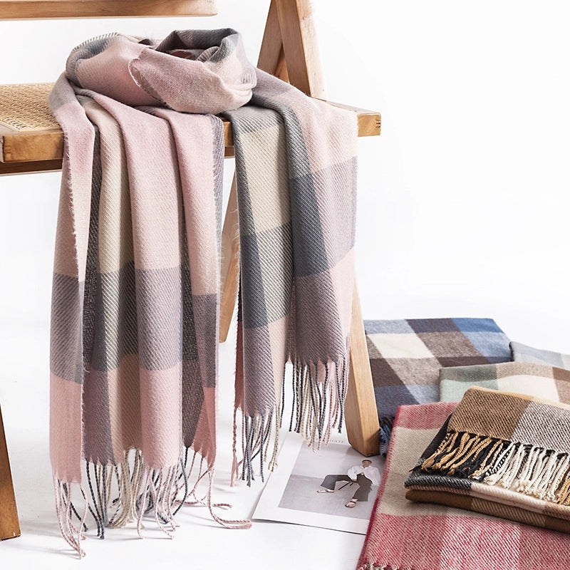 Women's Casual Classic Style Lattice Imitation Cashmere Scarf