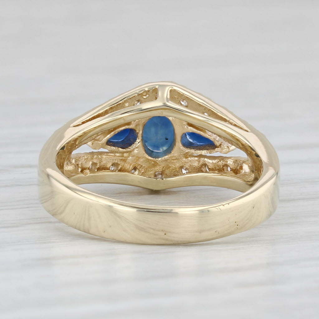 1.07ctw Blue Sapphire Diamond Ring 14k Yellow Gold Size 5.5