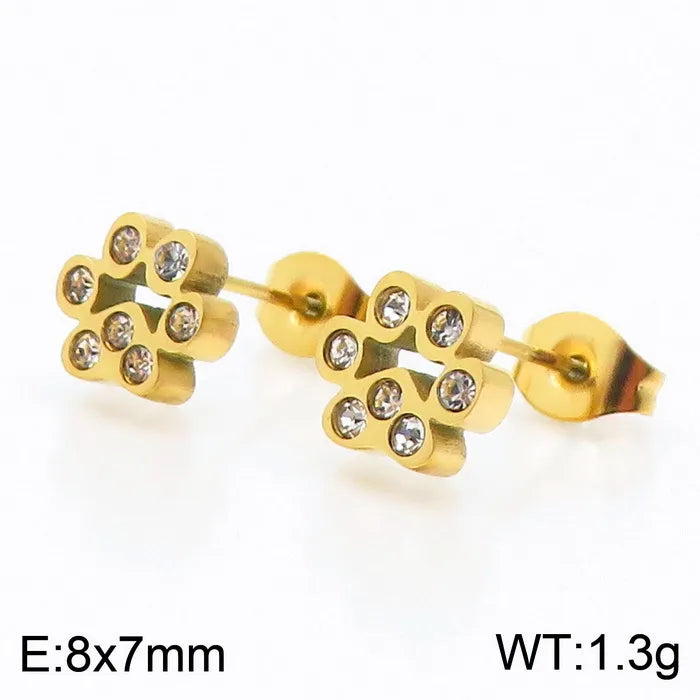 Minimalist Korean Style Animal Paw Print Titanium Steel 18K Gold Plated Plating Bracelets Earrings Necklace