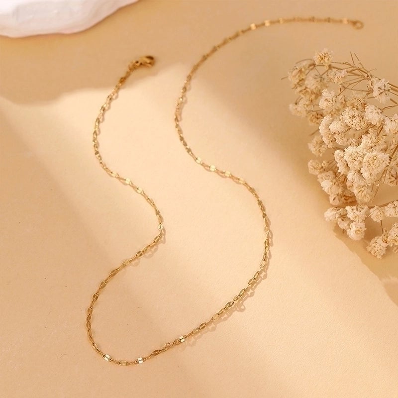 Minimalist Classic Style Solid Color Stainless Steel Gold Plated Plating Necklace