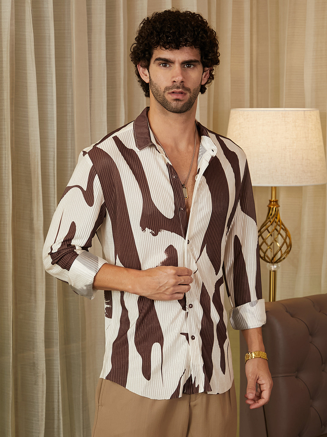 Contour-Lines Pleated Shirt