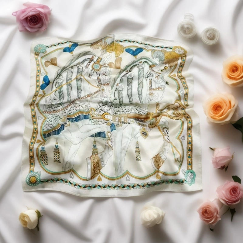 Women's Casual Elegant Minimalist Printing Satin Printing Silk Scarf