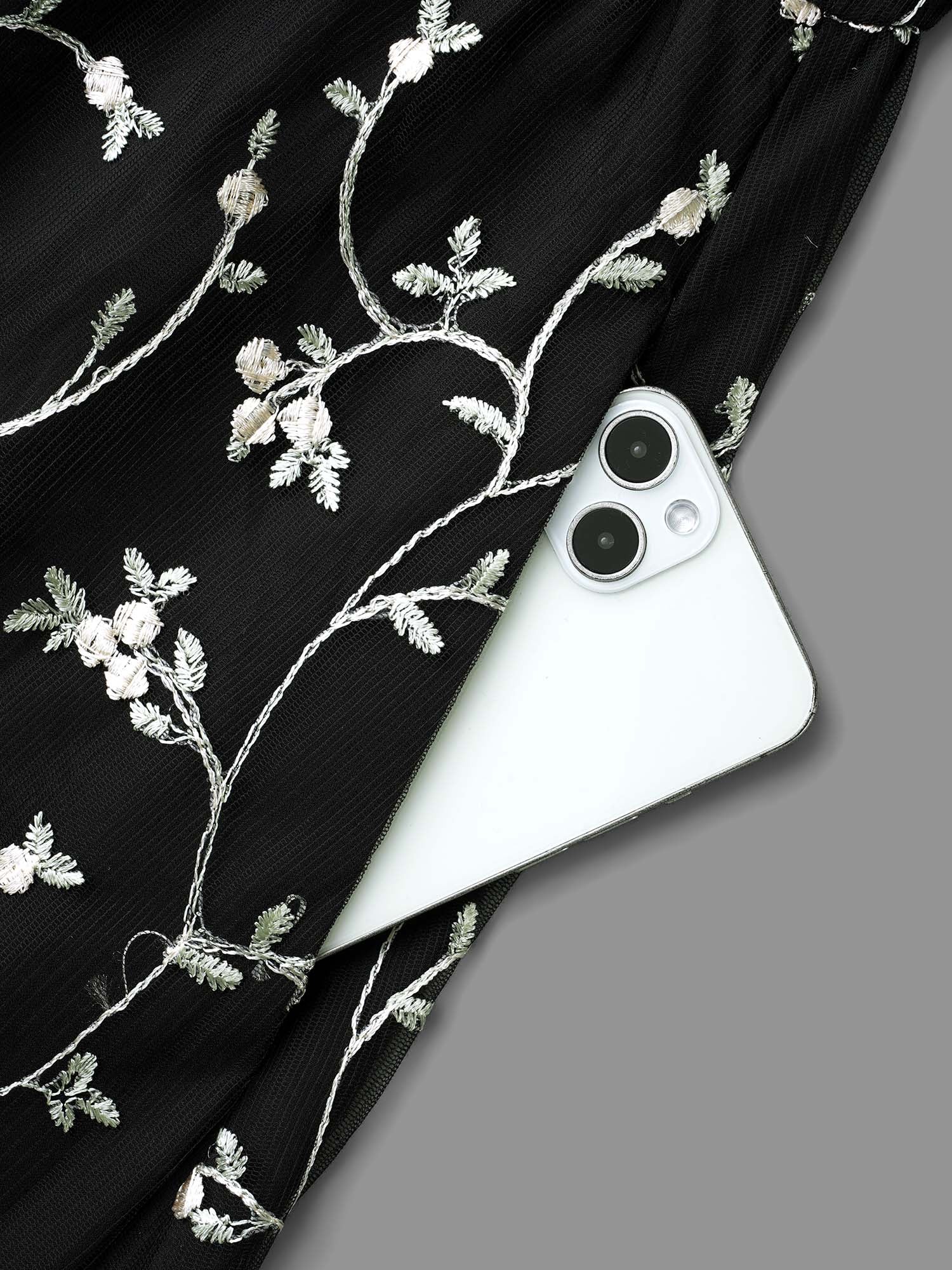 Floral Embroidered Ruffles Mesh Dress