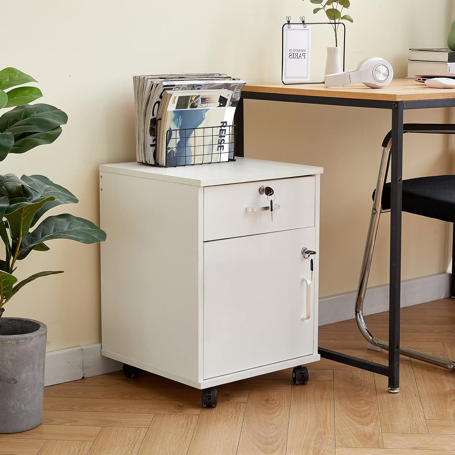 Wooden Mobile File Cabinet for Home Office
