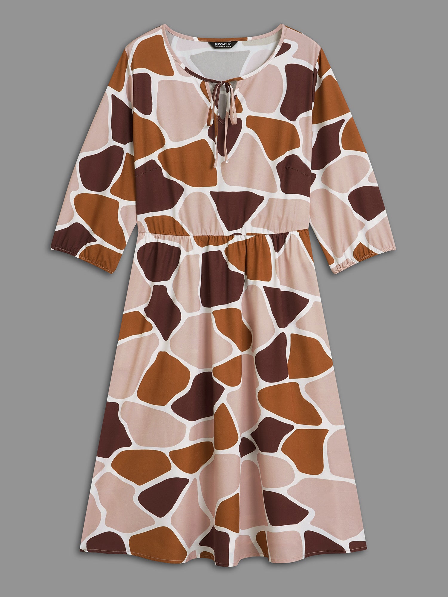 Neck-Tie Color Block Waist Cinched  Dress