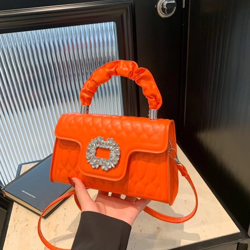 Women's Medium Pu Leather Solid Color Elegant Vintage Style Square Flip Cover Crossbody Bag