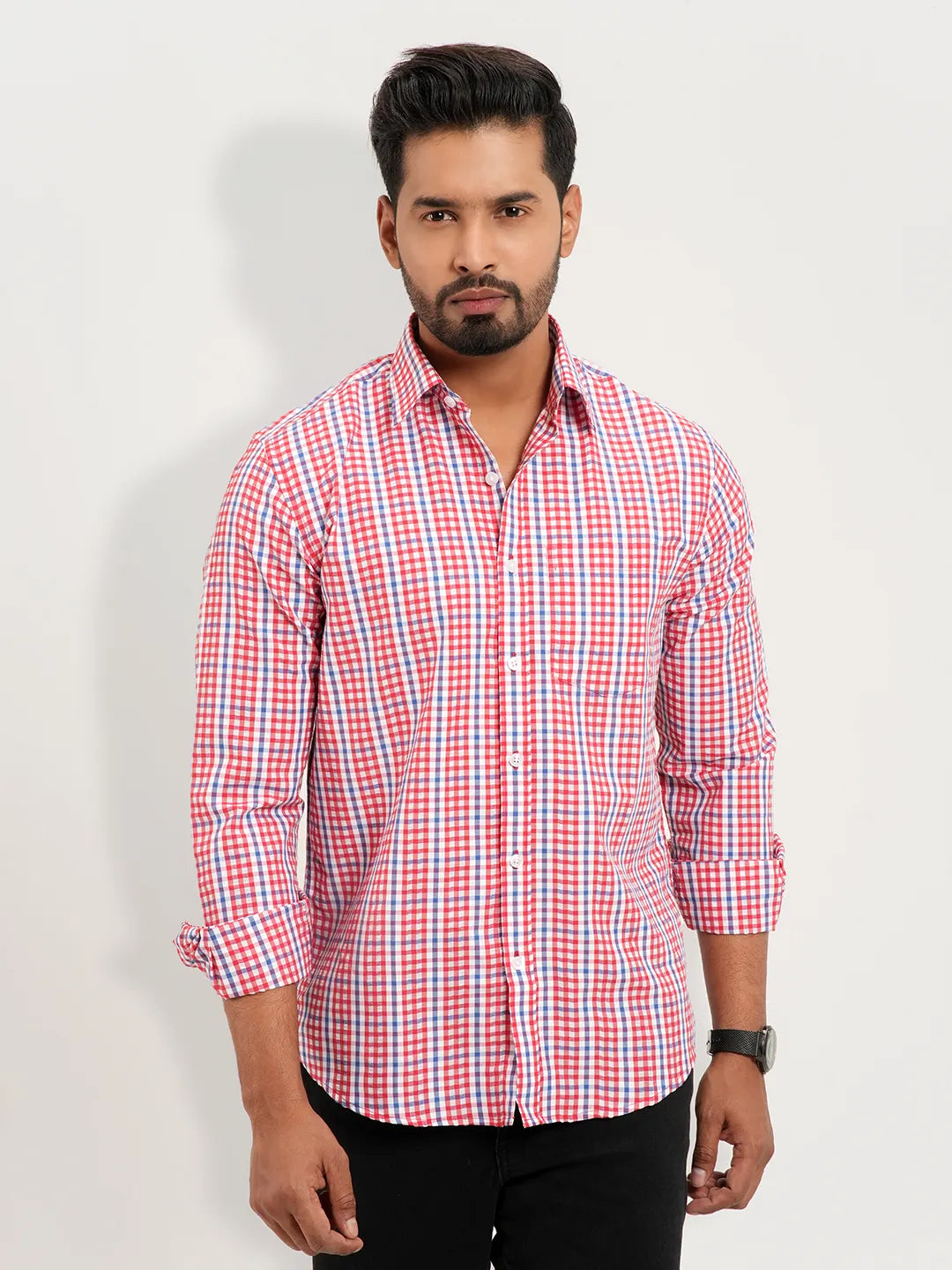 Men's Gingham Check Casual Shirt