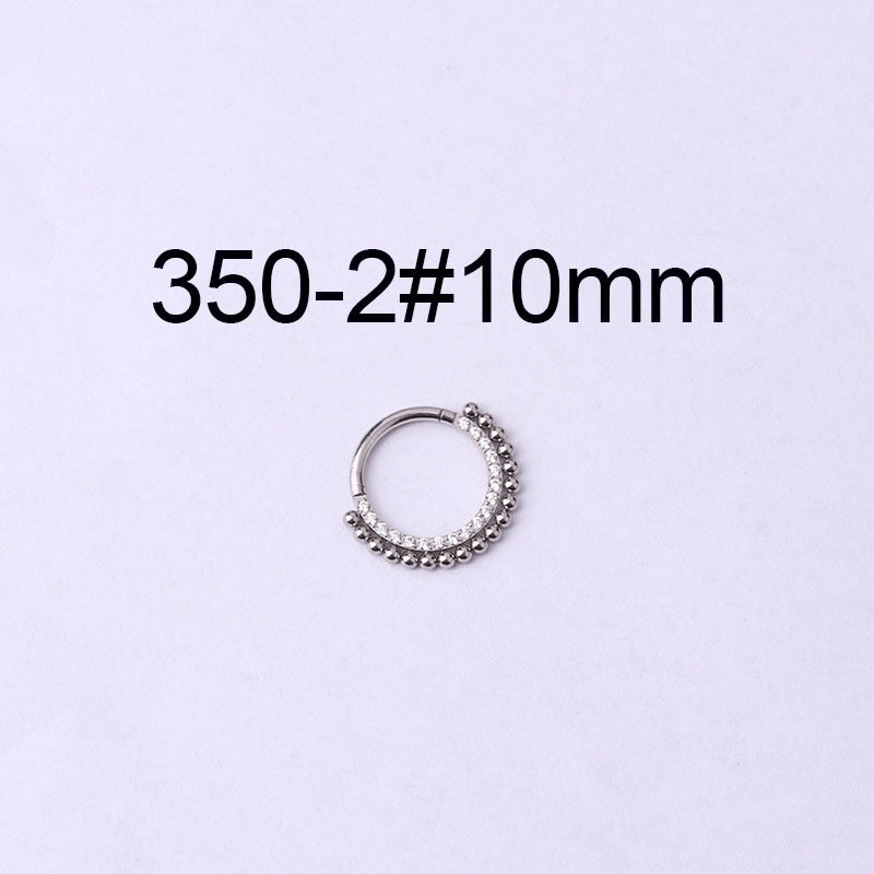 316 Stainless Steel  Fashion Inlaid Zircon Geometric Nose Ring