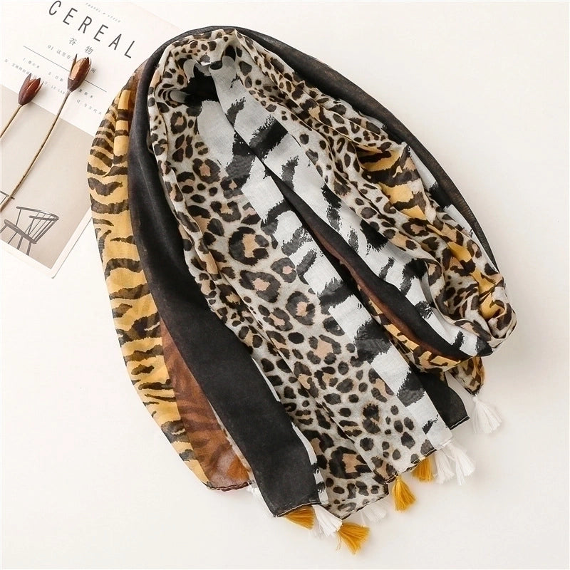 Women's Streetwear Leopard Voile Winter Scarves