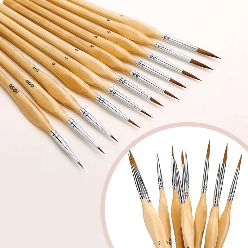 11 Pcs Miniature Detail Paint Brush Set