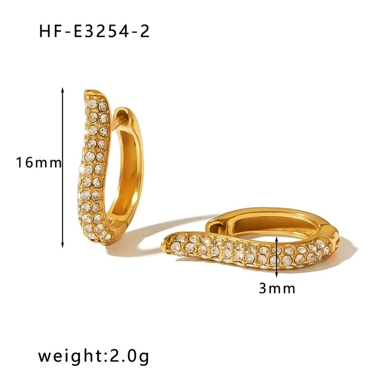 1 Pair Classic Style U Shape Crown Butterfly Plating Inlay Stainless Steel Artificial Pearls Rhinestones Zircon 18K Gold Plated Earrings