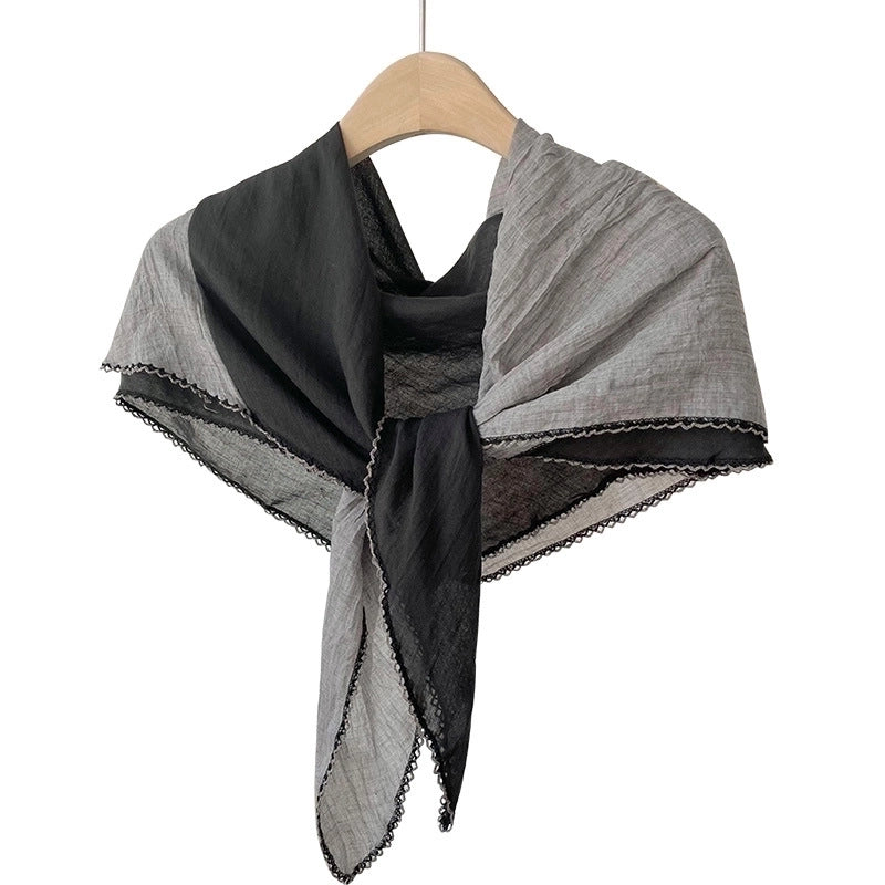 Women's Minimalist Color Block Cotton And Linen Scarf