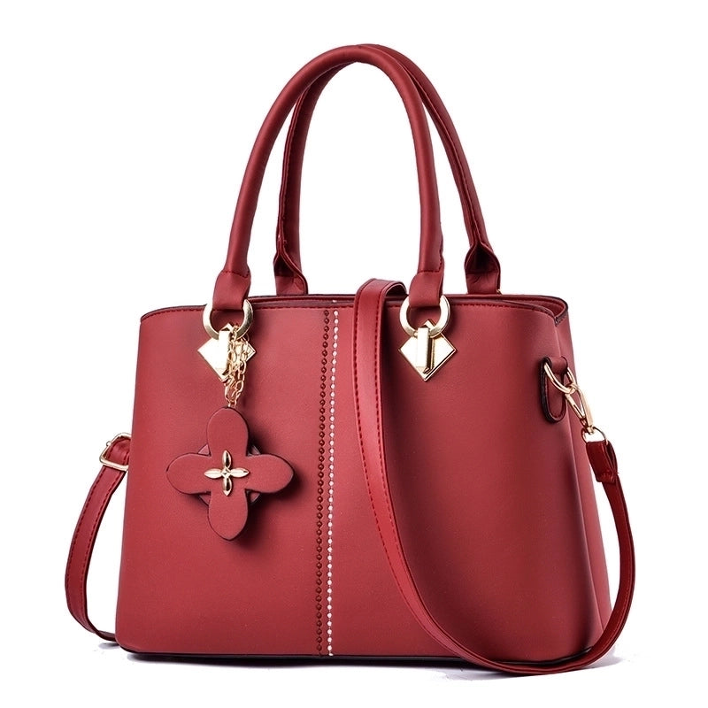Women's Large Pu Leather Solid Color Fashion Ornament Square Zipper Crossbody Bag
