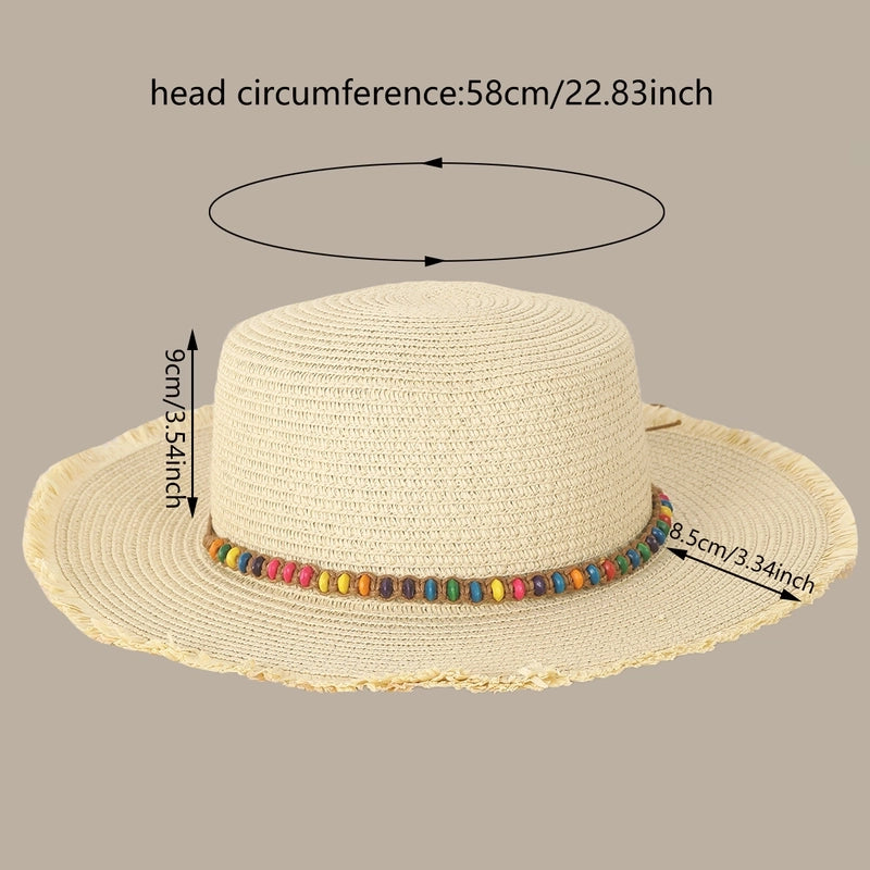 Women's Vacation Beach Minimalist Solid Color Straps Big Eaves Straw Hat