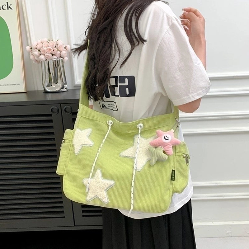 Women's Large All Seasons Velvet Star Vacation Square Zipper Tote Bag