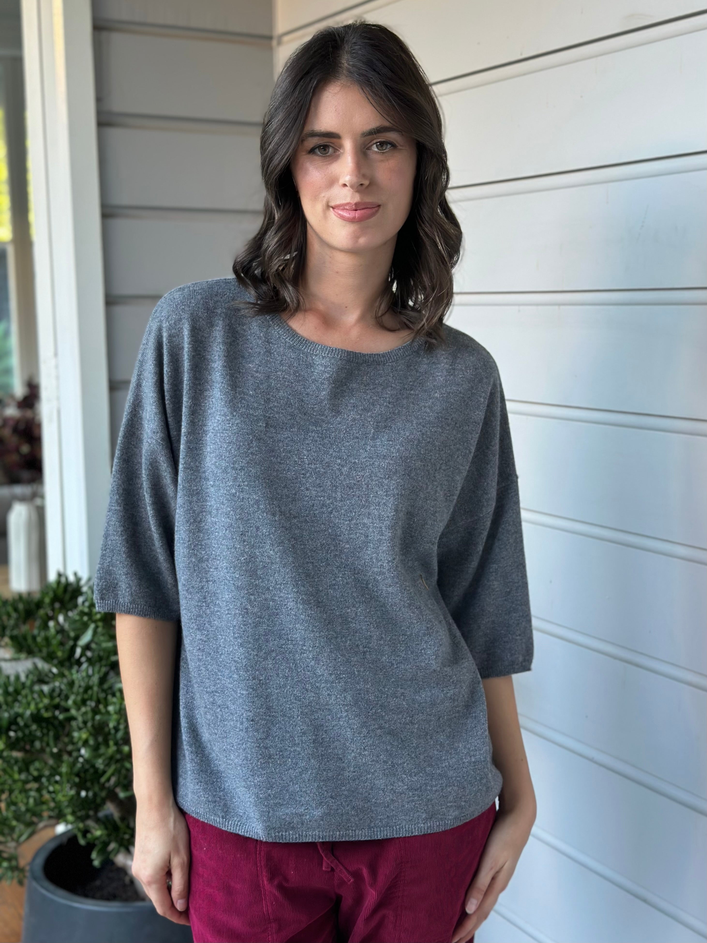 cashmere top-slate grey