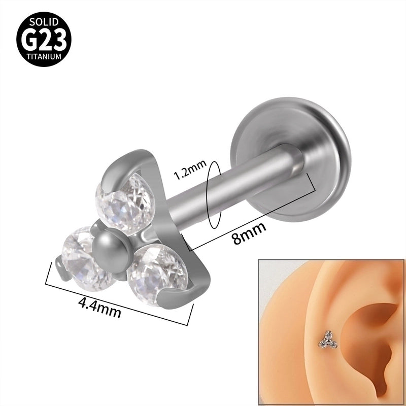 1 Piece Ear Cartilage Rings & Studs Minimalist Flower G23 Titanium Synthetic Opal Zircon Plating Inlay Synthetic Opal Zircon