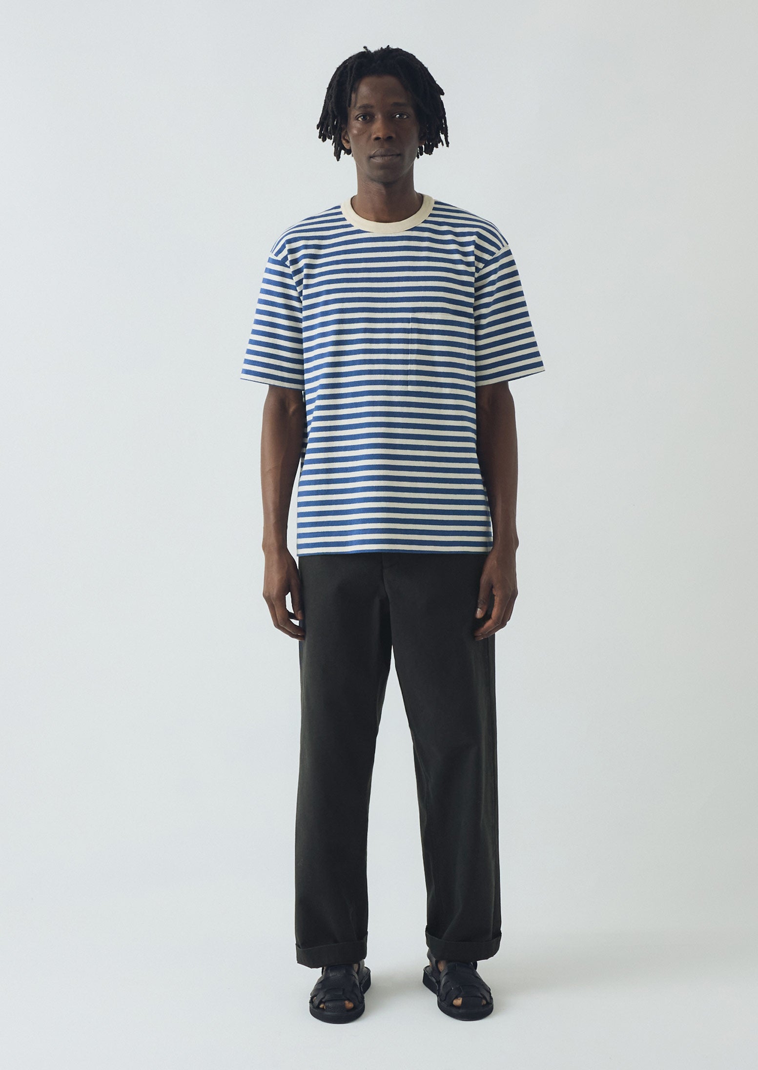 Bold Stripe Relaxed Tee | Delft/Ecru