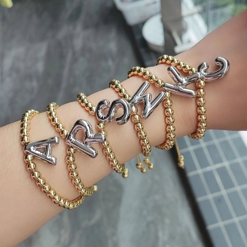 Copper Gold Plated Vintage Style Minimalist Plating Letter Bracelets